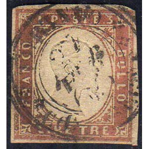 1861 - 3 lire rame (18), usato, perfetto. ... 