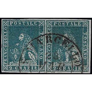 1851 - 2 crazie azzurro su grigio (5), ... 
