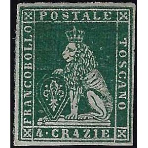 1851 - 4 crazie verde su grigio (6), nuovo, ... 