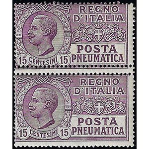 1913 - 15 cent., coppia verticale con doppia ... 