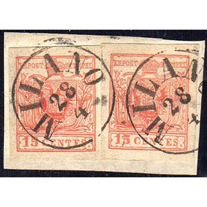 1858 - 15 cent. rosa vermiglio, falso per ... 