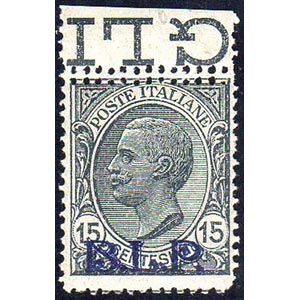 1922 - 15 cent. soprastampa azzurra BLP del ... 
