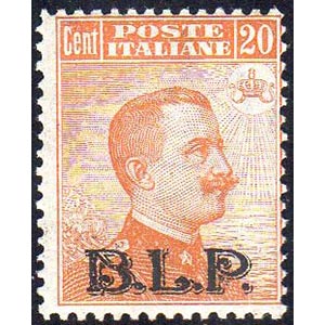 1922 - 20 cent., soprastampa nera BLP del II ... 