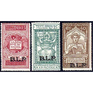 1922 - Dante, soprastampati BLP, non emessi ... 