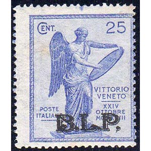 1922 - 25 cent. Vittoria, soprastampato BLP, ... 