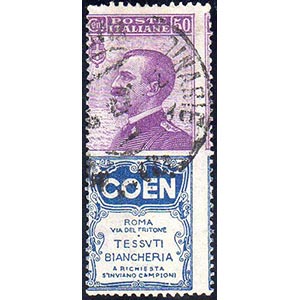 1924 - 50 cent. Coen, dentellatura verticale ... 