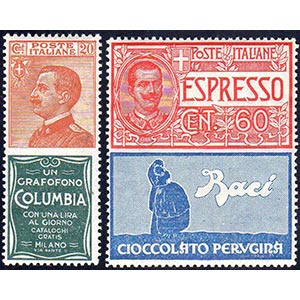 1925 - 20 cent. Columbia, 60 cent. Perugina, ... 