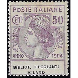 BIBLIOT. CIRCOLANTI MILANO 1924 - 50 cent., ... 