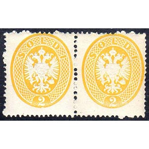 1863 - 2 soldi giallo, dent. 14 (36), coppia ... 
