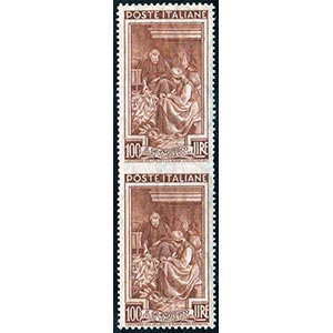 1950 - 100 lire Lavoro, coppia verticale non ... 