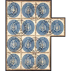 1864 - 10 soldi azzurro, dent. 9 1/2 (44L), ... 