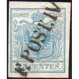1850 - 45 cent. celeste chiaro, I tipo (10), ... 
