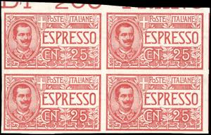 1903 - 25 cent., non dentellato (1), blocco ... 