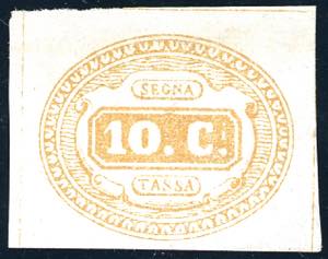 1863 - 10 cent. giallo (1), gomma originale ... 