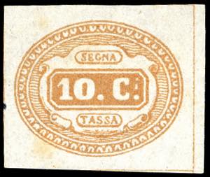 1863 - 10 cent. arancio (1b), gomma ... 