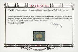 1870 - 1 lira azzurro chiaro e ... 