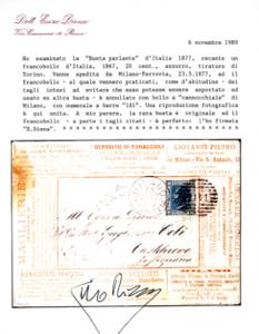 1877 - 20 cent. azzurro (T26), su ... 