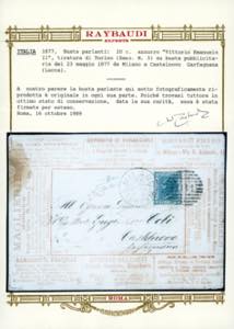 1877 - 20 cent. azzurro (T26), su ... 