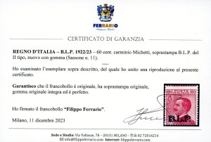 1922/23 - 60 cent. carminio ... 