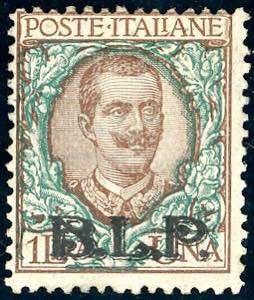 1922/23 - 1 lira Floreale, soprastampa BLP ... 