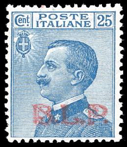 1923 - 25 cent. soprastampa BLP in rosso del ... 