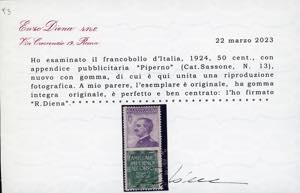 1924 - 50 cent. Piperno (13), ... 