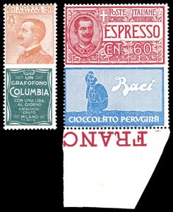 1925 - 20 cent. Columbia, 60 cent. Perugina, ... 