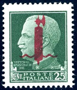 1945 - 25 cent. soprastampa fascio in rosso ... 
