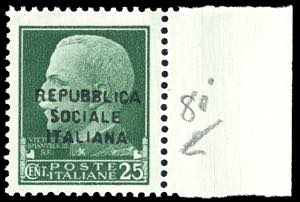 1944 - 25 cent. soprastampato, falso per ... 