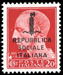 1944 - 20 cent. carminio soprastampato ... 