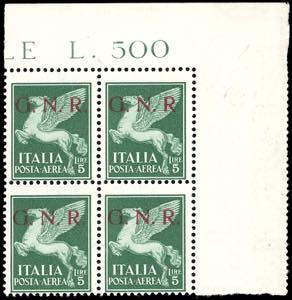 1943 - 5 lire soprastampa G.N.R. di Brescia, ... 