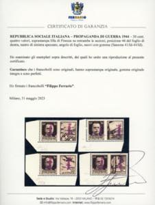 1944 - 30 cent. quattro valori, ... 