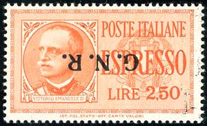 1943 - 2,50 lire soprastampa G.N.R. di ... 