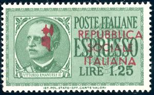 1944 - 1,25 lire soprastampa del fascio ... 