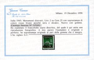 1945 - 2 lire su 25 cent. ... 