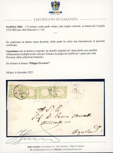 1862 - 1/2 tornese verde giallo ... 