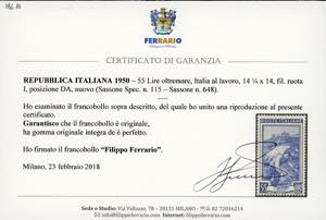 1950 - Lavoro, filigrana ruota I ... 