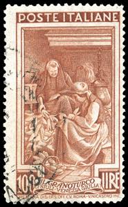 1950 - 100 lire Lavoro, dent. 14 1/4 x 14 ... 