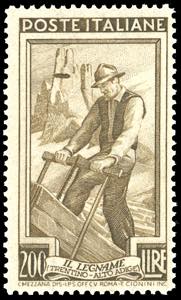 1950 - 200 lire lavoro, dent. 14 1/4 x 14 ... 