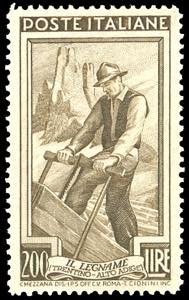 1950 - 200 lire Lavoro, dent. 14 1/4 x 14 ... 