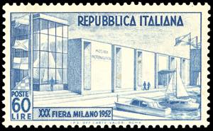 1952 - 60 lire Fiera di Milano, dent. 14 x ... 