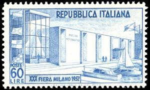 1952 - 60 lire Fiera di Milano, dent. 14 x ... 