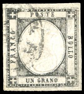 1861 - 1 grano nero, DOPPIA EFFIGIE ... 