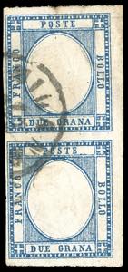 1861 - 2 grana azzurro (20b), coppia ... 