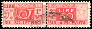 1950 - 50 lire, dent. 14 x 13 1/4, filigrana ... 