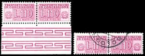 1953 - 110 lire lilla rosa, filigrana ruota ... 