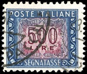 1953 - 500 lire, dent. 11 1/4 x 13 1/4, ... 