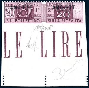 PACCHI POSTALI 1949 - 20 lire, soprastampa ... 