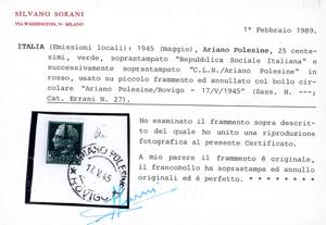 ARIANO POLESINE 1945 - Francobolli ... 