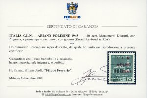 ARIANO POLESINE 1945 - 25 cent. ... 